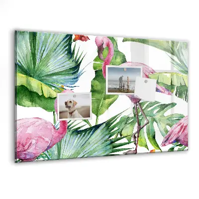 Magnetic Glass Dry Erase Board with Flamingo Nature Design