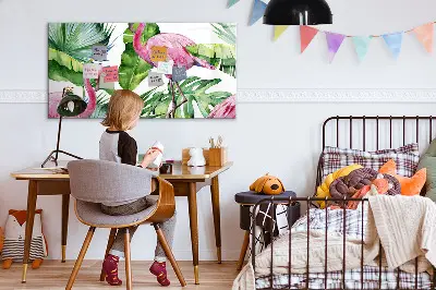 Magnetic Glass Dry Erase Board with Flamingo Nature Design