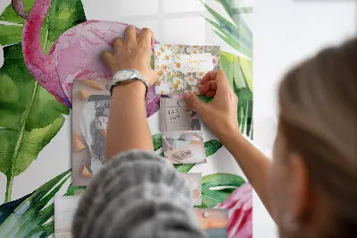 Magnetic Glass Dry Erase Board with Flamingo Nature Design