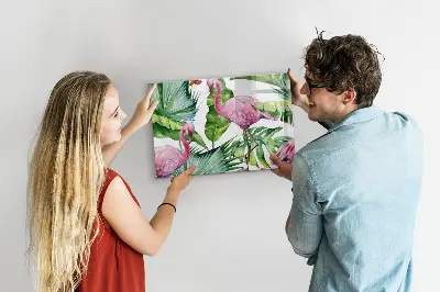 Magnetic Glass Dry Erase Board with Flamingo Nature Design