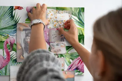 Magnetic Glass Dry Erase Board with Flamingo Nature Design
