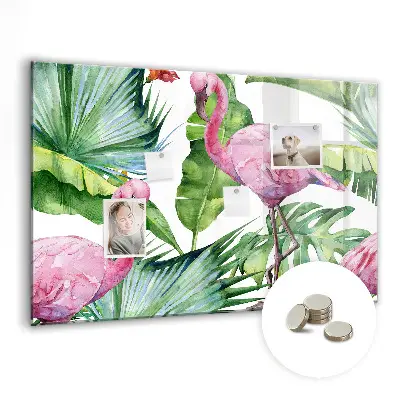 Magnetic Glass Dry Erase Board with Flamingo Nature Design