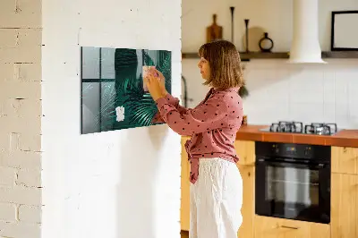 Tropical leaves magnetic wall board