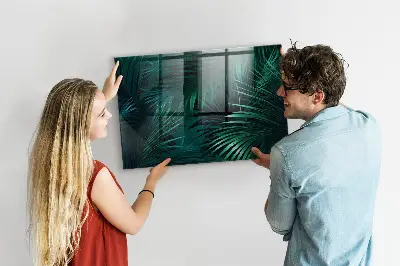 Tropical leaves magnetic wall board