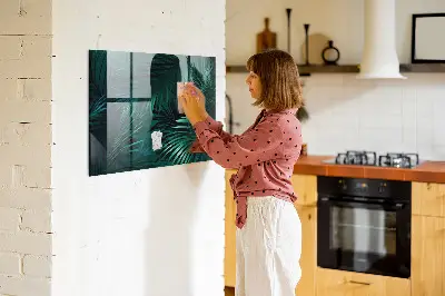 Tropical leaves magnetic wall board