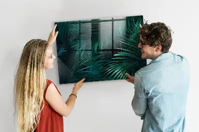Tropical leaves magnetic wall board