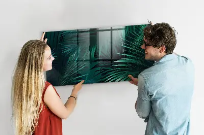 Tropical leaves magnetic wall board