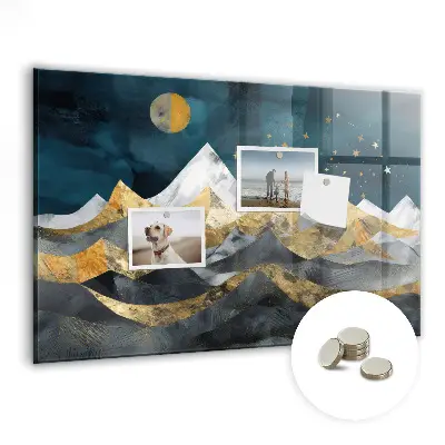 Magnetic glass dry erase board Mountains at night