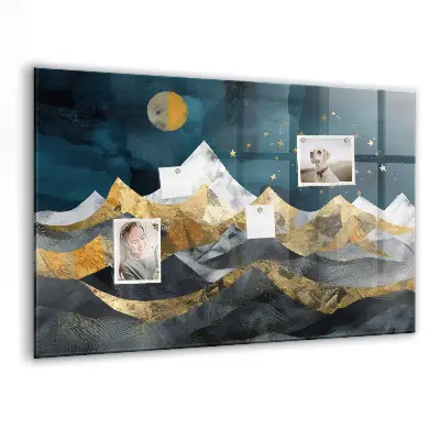 Magnetic glass dry erase board Mountains at night