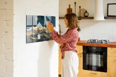 Magnetic glass dry erase board Mountains at night