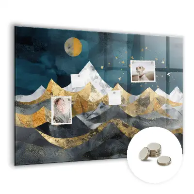 Magnetic glass dry erase board Mountains at night