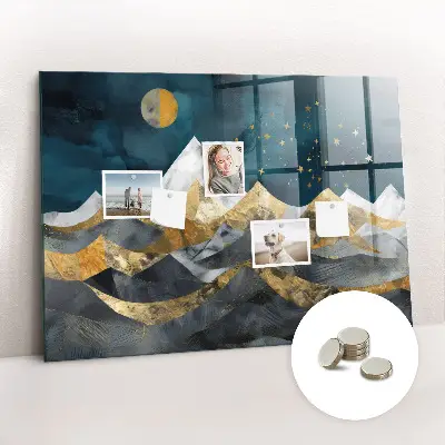 Magnetic glass dry erase board Mountains at night