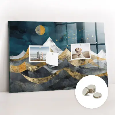 Magnetic glass dry erase board Mountains at night