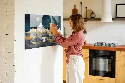 Magnetic glass dry erase board Mountains at night