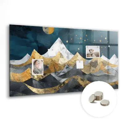 Magnetic glass dry erase board Mountains at night