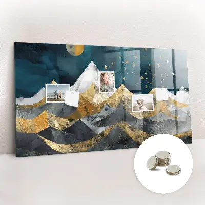 Magnetic glass dry erase board Mountains at night