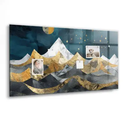 Magnetic glass dry erase board Mountains at night