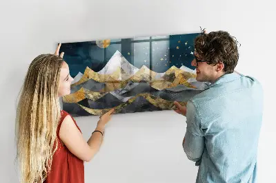 Magnetic glass dry erase board Mountains at night