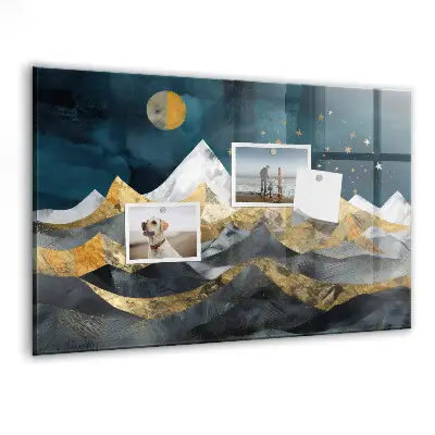 Magnetic glass dry erase board Mountains at night