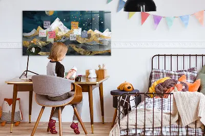 Magnetic glass dry erase board Mountains at night