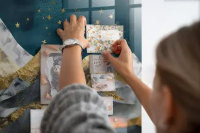Magnetic glass dry erase board Mountains at night