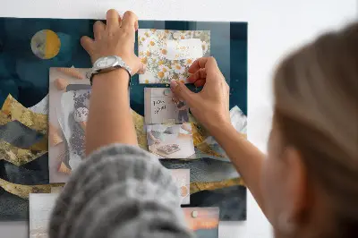 Magnetic glass dry erase board Mountains at night