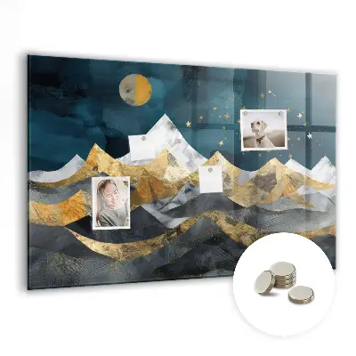 Magnetic glass dry erase board Mountains at night