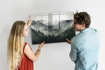 Magnetic wall board with forest landscape