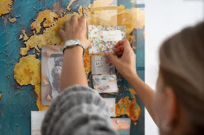 Magnetic glass dry erase board with decorative world map