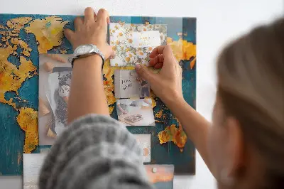 Magnetic glass dry erase board with decorative world map