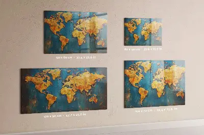 Magnetic glass dry erase board with decorative world map