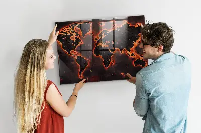 Magnetic wall board World map