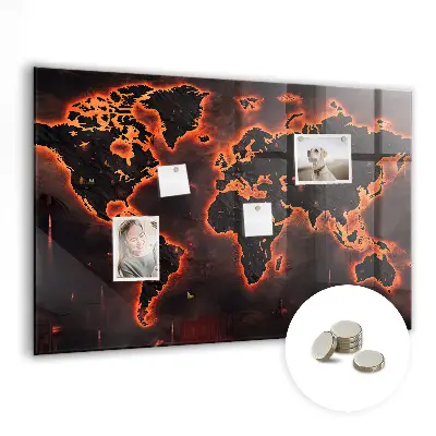 Magnetic wall board World map