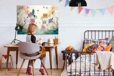 Magnetic glass dry erase board featuring flowers and birds nature design