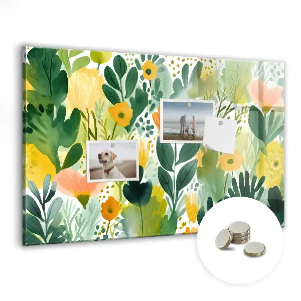 Watercolor flowers magnet board