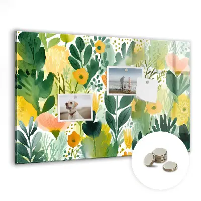 Watercolor flowers magnet board