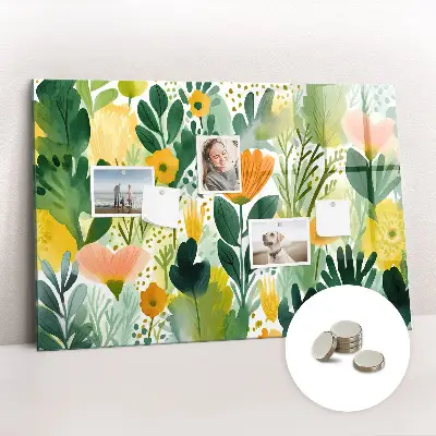 Watercolor flowers magnet board