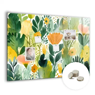 Watercolor flowers magnet board