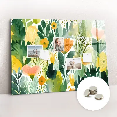 Watercolor flowers magnet board