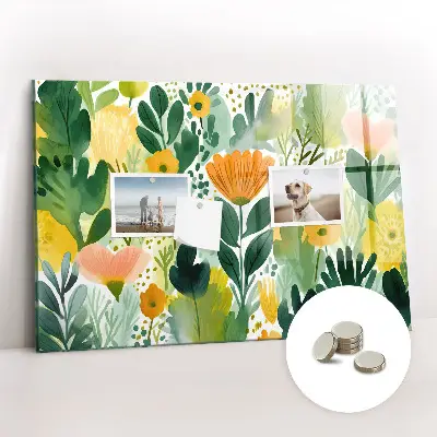 Watercolor flowers magnet board