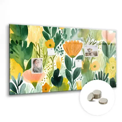 Watercolor flowers magnet board
