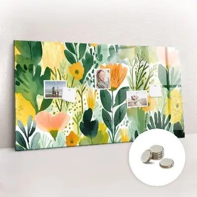 Watercolor flowers magnet board
