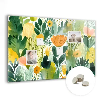 Watercolor flowers magnet board