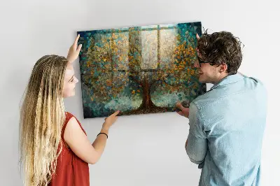 Mosaic Tree Magnetic Glass Dry Erase Board