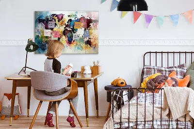 Watercolor map magnetic wall board