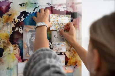 Watercolor map magnetic wall board