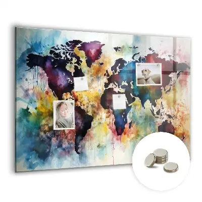 Watercolor map magnetic wall board