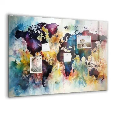 Watercolor map magnetic wall board