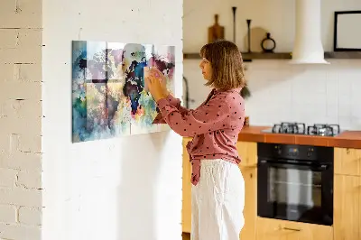 Watercolor map magnetic wall board