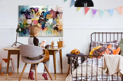 Watercolor map magnetic wall board